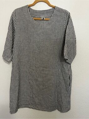 Len Ok Linen Tunic Top Striped Large